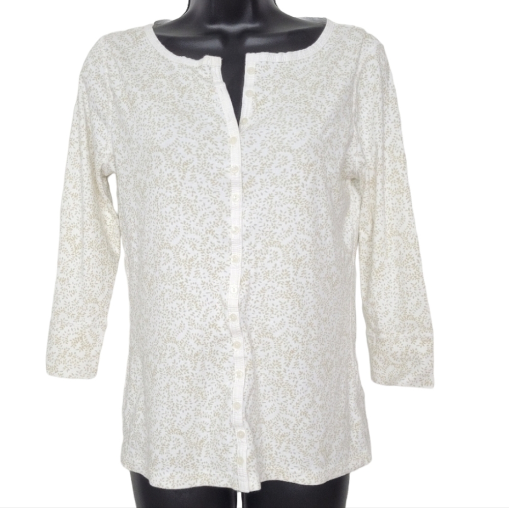 Eddie Bauer 100% cotton fitted 3/4 sleeve top